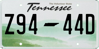 TN license plate Z9444D