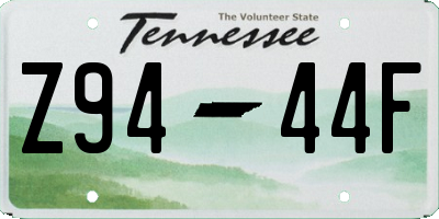 TN license plate Z9444F