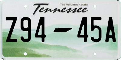 TN license plate Z9445A