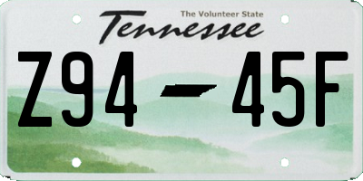 TN license plate Z9445F