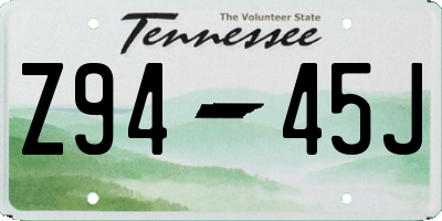 TN license plate Z9445J