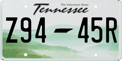 TN license plate Z9445R