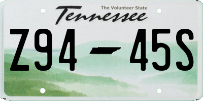 TN license plate Z9445S