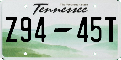 TN license plate Z9445T