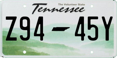 TN license plate Z9445Y