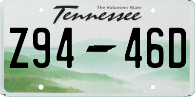 TN license plate Z9446D