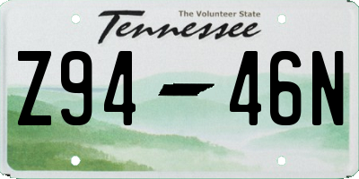 TN license plate Z9446N