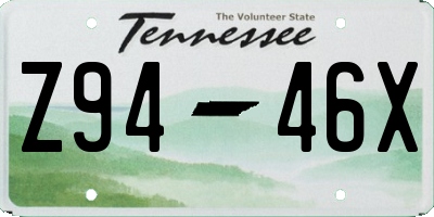 TN license plate Z9446X