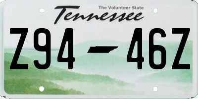 TN license plate Z9446Z