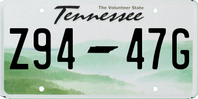 TN license plate Z9447G