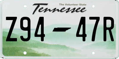 TN license plate Z9447R