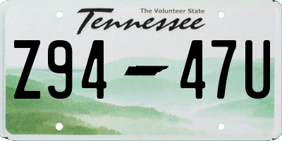 TN license plate Z9447U