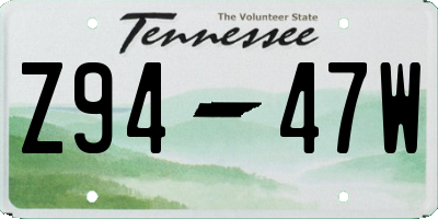 TN license plate Z9447W