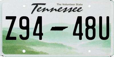 TN license plate Z9448U