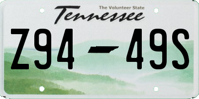 TN license plate Z9449S