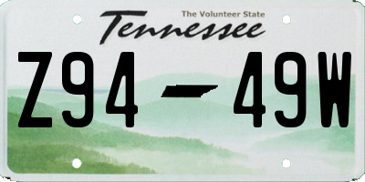 TN license plate Z9449W