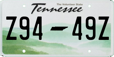 TN license plate Z9449Z
