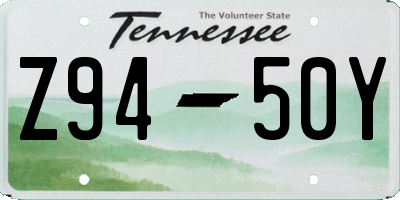 TN license plate Z9450Y