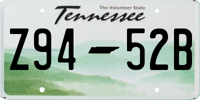 TN license plate Z9452B