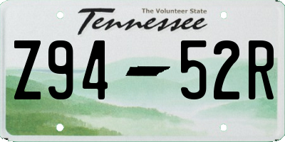 TN license plate Z9452R