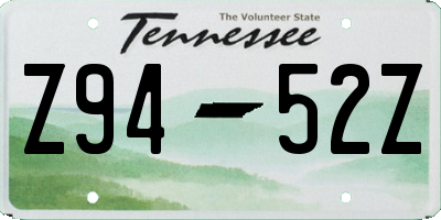 TN license plate Z9452Z