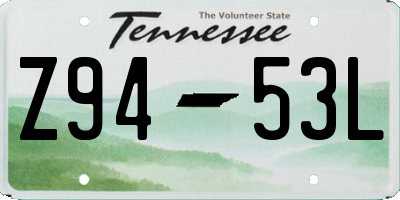 TN license plate Z9453L