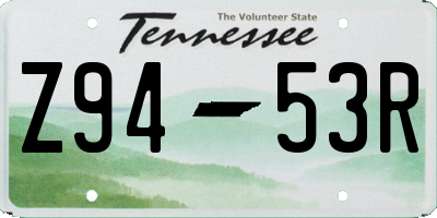 TN license plate Z9453R