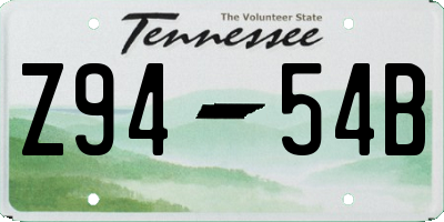 TN license plate Z9454B