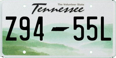 TN license plate Z9455L