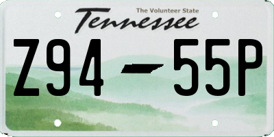 TN license plate Z9455P