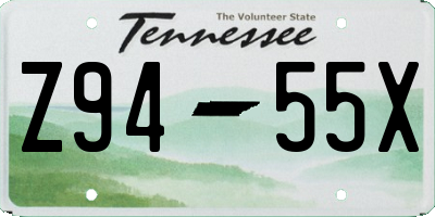 TN license plate Z9455X