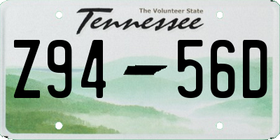 TN license plate Z9456D