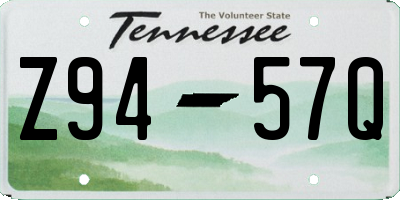 TN license plate Z9457Q