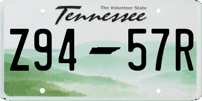 TN license plate Z9457R