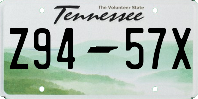 TN license plate Z9457X