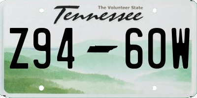 TN license plate Z9460W