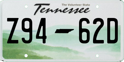 TN license plate Z9462D