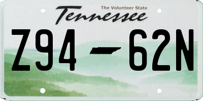 TN license plate Z9462N