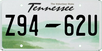TN license plate Z9462U
