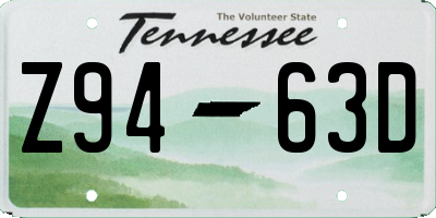 TN license plate Z9463D