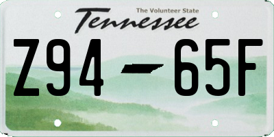 TN license plate Z9465F