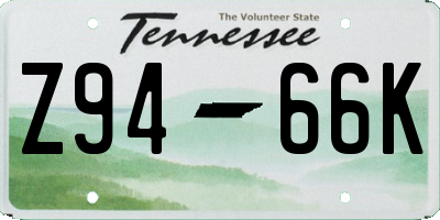 TN license plate Z9466K