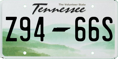 TN license plate Z9466S