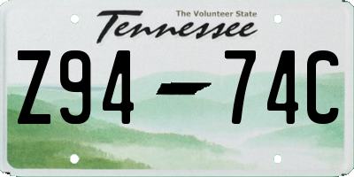 TN license plate Z9474C