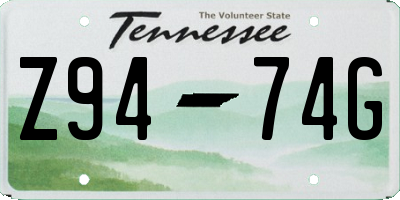 TN license plate Z9474G