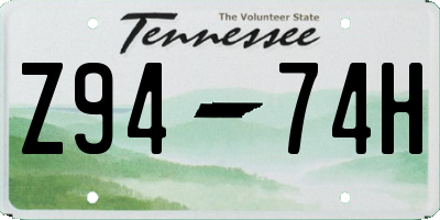 TN license plate Z9474H