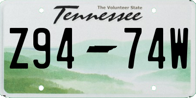 TN license plate Z9474W