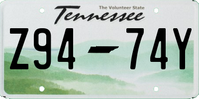 TN license plate Z9474Y