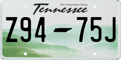 TN license plate Z9475J