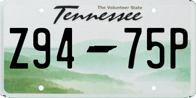TN license plate Z9475P